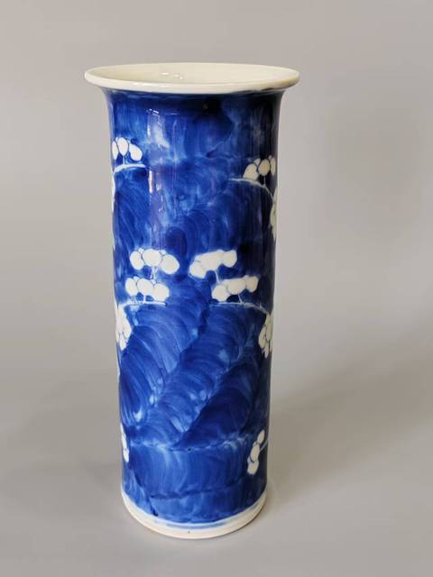古玩陶瓷青花冰梅紋花觚真品鑒賞圖
