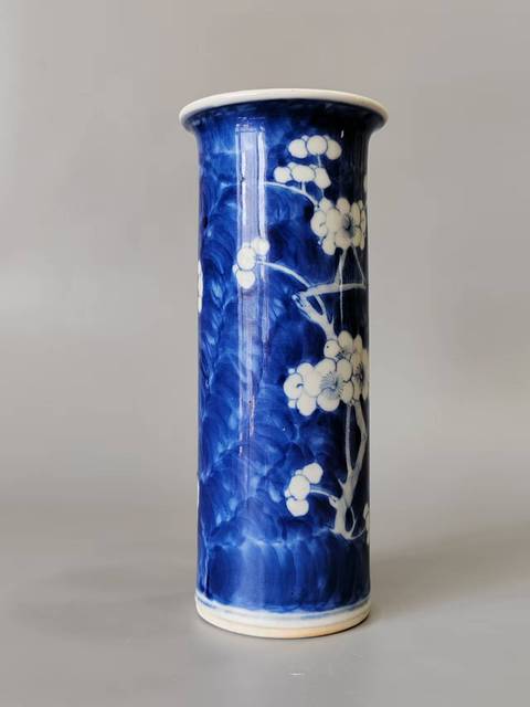 古玩陶瓷青花冰梅紋花觚真品鑒賞圖