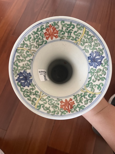 古玩陶瓷青花五彩龍紋花觚真品鑒賞圖