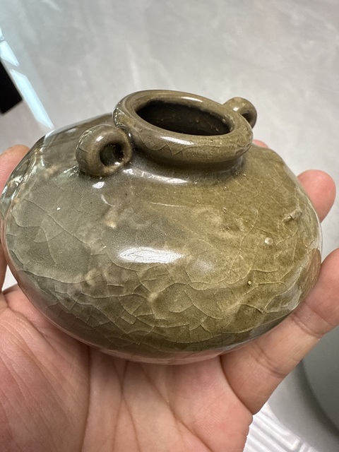 古玩陶瓷龍泉青瓷龍紋水盂真品鑒賞圖