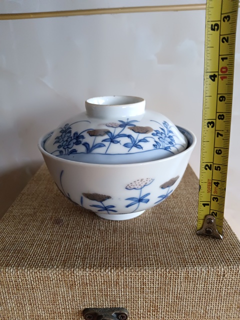 古玩陶瓷晚清民國青花釉里紅蓋碗拍賣，當前價格299元