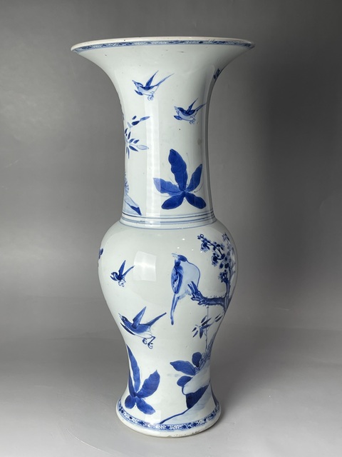 古玩陶瓷清康熙 青花花鳥紋鳳尾尊真品鑒賞圖