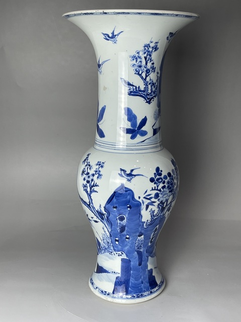 古玩陶瓷清康熙 青花花鳥紋鳳尾尊真品鑒賞圖