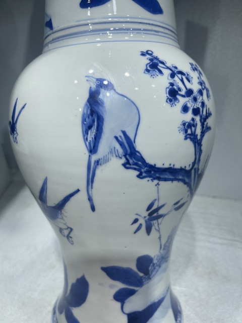 古玩陶瓷清康熙 青花花鳥紋鳳尾尊真品鑒賞圖
