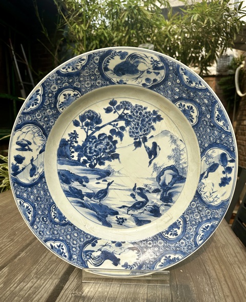 古玩陶瓷青花花鳥紋大盤真品鑒賞圖