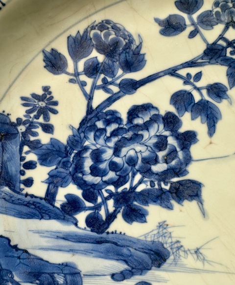 古玩陶瓷青花花鳥紋大盤真品鑒賞圖