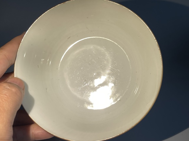 古玩陶瓷釉下彩花鳥紋茶碗·民國拍賣,當前價格140元