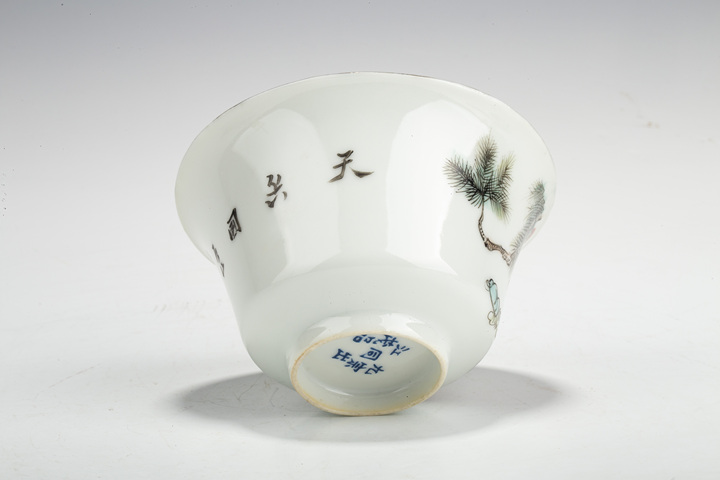 古玩陶瓷民國·粉彩松鶴延年紋三才蓋碗一對真品鑒賞圖