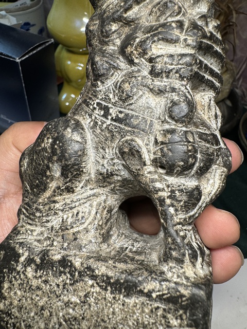古玩雜項青石獅真品鑒賞圖