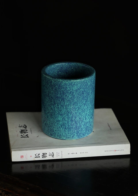 古玩陶瓷爐鈞釉筆筒真品鑒賞圖