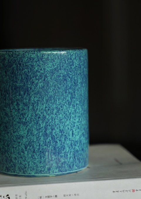古玩陶瓷爐鈞釉筆筒真品鑒賞圖