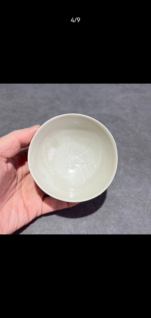 古玩陶瓷定窯刻花茶碗真品鑒賞圖
