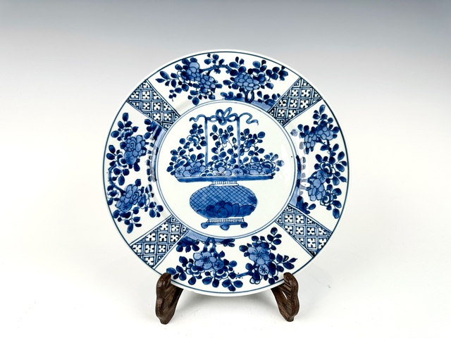 古玩陶瓷清康熙·青花提籃花大盤真品鑒賞圖