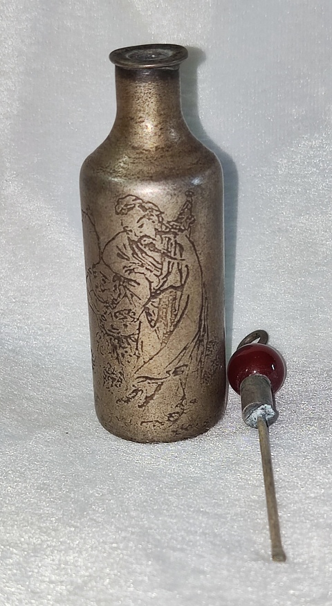 古玩字畫白銅陰刻高士鼻煙壺拍賣，當前價格888元