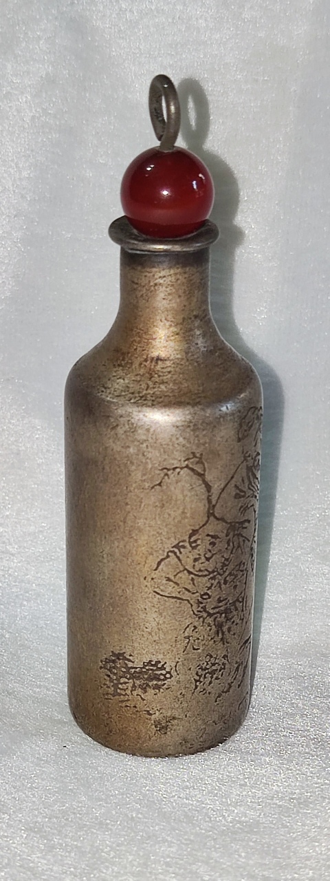 古玩字畫白銅陰刻高士鼻煙壺拍賣，當前價格888元