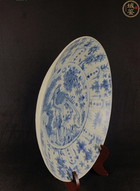 古玩陶瓷青花鳳凰牡丹盤拍賣，當前價格35000元