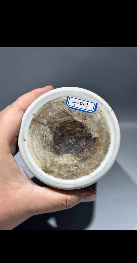 古玩陶瓷青花山水茅屋人物垂釣紋筆筒真品鑒賞圖