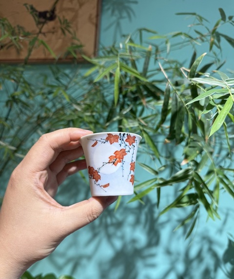 古玩陶瓷月影楓葉杯真品鑒賞圖