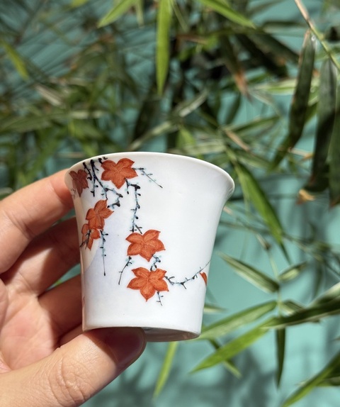 古玩陶瓷月影楓葉杯真品鑒賞圖