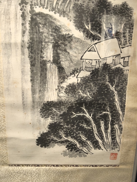 古玩字畫蕭謙中款水墨山水立軸真品鑒賞圖