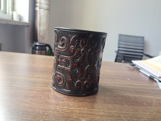 古玩雜項紫檀木雕刻制作筆筒拍賣,當前價格1500元