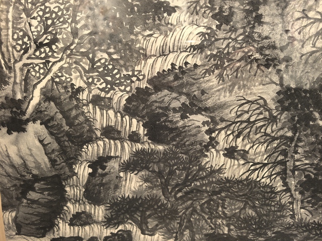 古玩字畫蕭謙中水墨山水立軸真品鑒賞圖