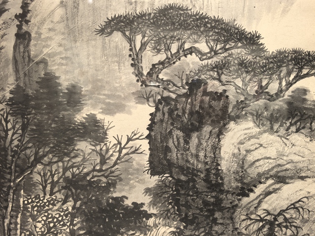 古玩字畫蕭謙中水墨山水立軸真品鑒賞圖