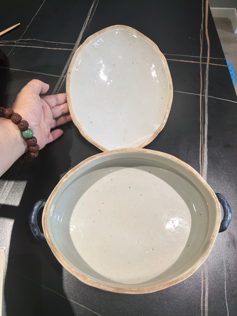古玩陶瓷青花山水人物紋蓋鍋真品鑒賞圖