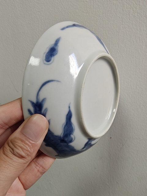 古玩陶瓷青花過墻龍紋臥盤真品鑒賞圖
