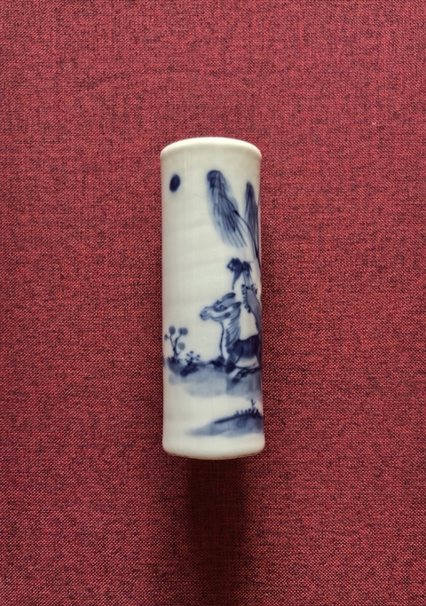 古玩陶瓷柳蔭駿馬圖香筒真品鑒賞圖