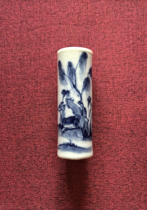 古玩陶瓷柳蔭駿馬圖香筒真品鑒賞圖