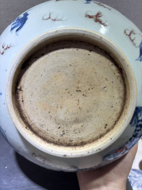 古玩陶瓷青花釉里紅趕珠龍紋香爐真品鑒賞圖