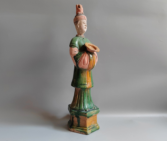 古玩陶瓷明代·三彩人物立傭真品鑒賞圖