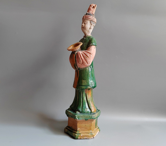 古玩陶瓷明代·三彩人物立傭真品鑒賞圖