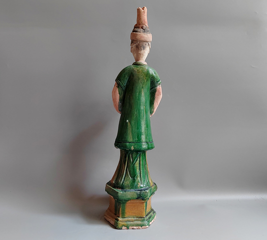 古玩陶瓷明代·三彩人物立傭真品鑒賞圖