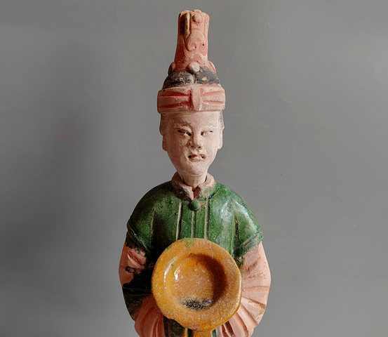 古玩陶瓷明代·三彩人物立傭真品鑒賞圖