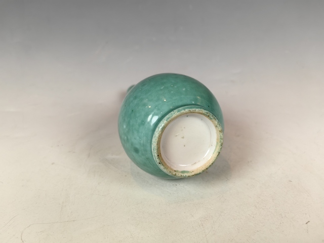 古玩陶瓷清中孔雀綠玹紋撣瓶真品鑒賞圖