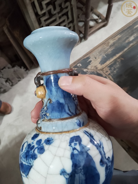 古玩陶瓷三色釉四愛圖瓶真品鑒賞圖