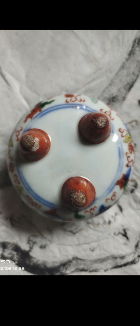 古玩陶瓷青花五彩龍紋香爐真品鑒賞圖