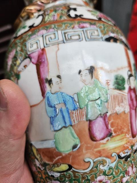 古玩陶瓷廣彩人物故事蓋瓶真品鑒賞圖
