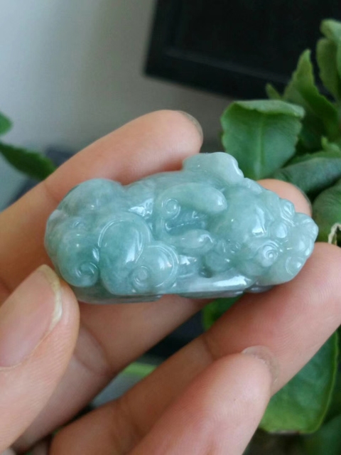 古玩玉器天然翡翠貔貅掛件拍賣,當前價格358元