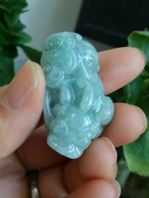 古玩玉器天然翡翠貔貅掛件拍賣,當前價格358元