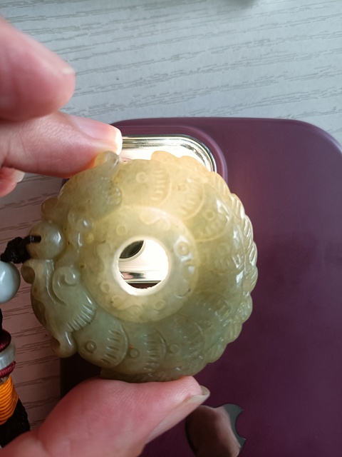 古玩玉器翡翠雕“雙龍護(hù)主”佩真品鑒賞圖
