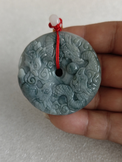 古玩玉器天然翡翠雕“龍紋牌”真品鑒賞圖