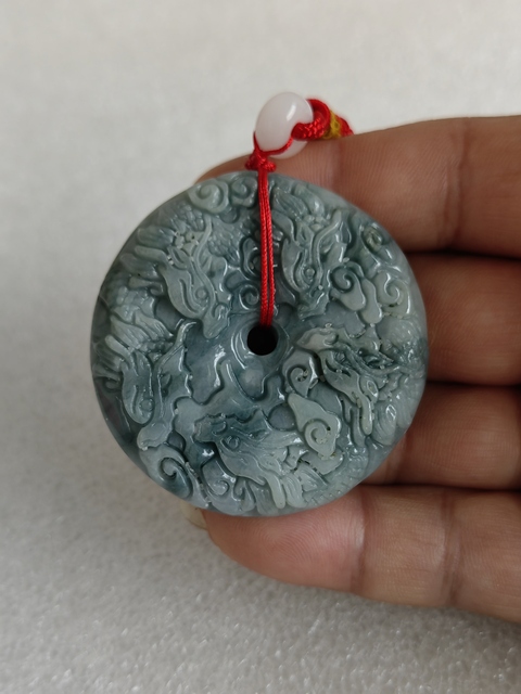 古玩玉器天然翡翠雕“龍紋牌”真品鑒賞圖