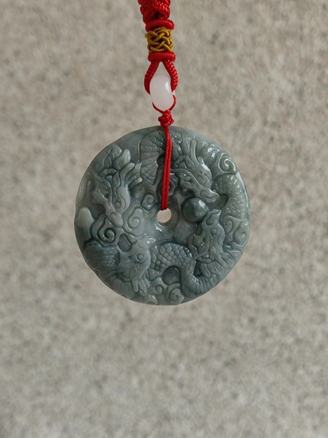 古玩玉器天然翡翠雕“龍紋牌”真品鑒賞圖