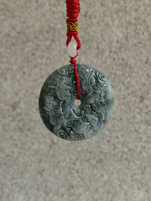 古玩玉器天然翡翠雕“龍紋牌”真品鑒賞圖