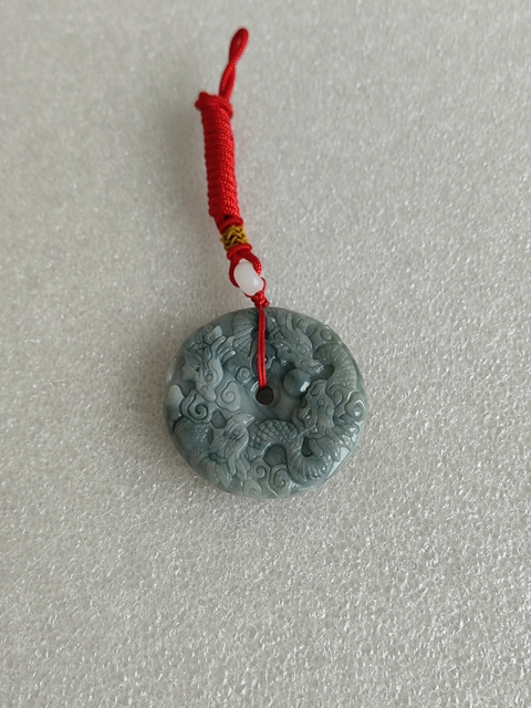 古玩玉器天然翡翠雕“龍紋牌”真品鑒賞圖