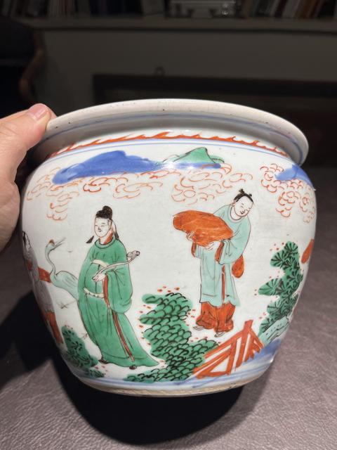 古玩陶瓷青花五彩人物缸真品鑒賞圖