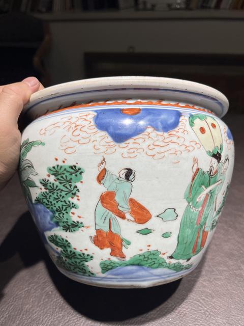 古玩陶瓷青花五彩人物缸真品鑒賞圖